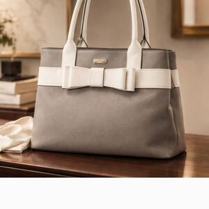 Elegant Gray and White Women's Handbag